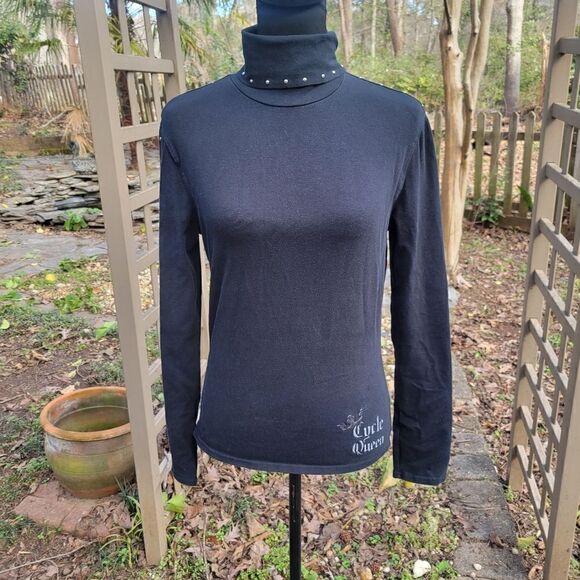Harley Davidson Cycle Queen Studded Turtle Neck Size Small - Picture 1 of 8